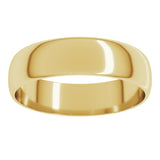 14K Yellow Gold 5 mm Ultra-Lightweight Half Round Band Size 6