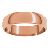 14K Rose 5 mm Half Round Ultra-Light Band Size 5.5