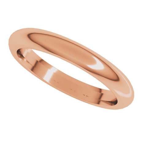 18K Rose Gold 3 mm Comfort-Fit Half Round Band Size 7 