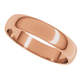 14K Rose Gold 4 mm Lightweight Half Round Band Size 6.5