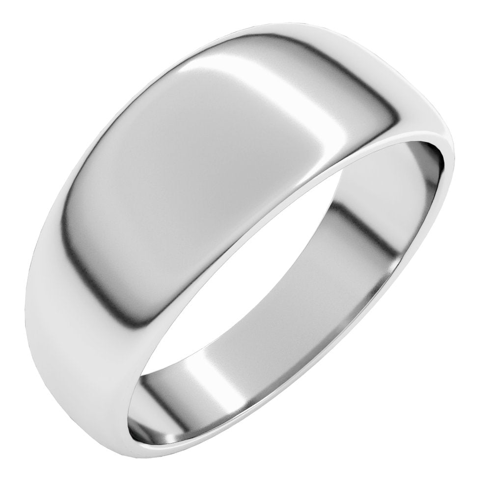 10K White 8 mm Tapered Half Round Band Size 9