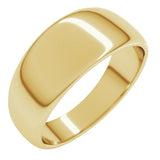 14K Yellow Gold 8 mm Tapered Half Round Band Size 9.5