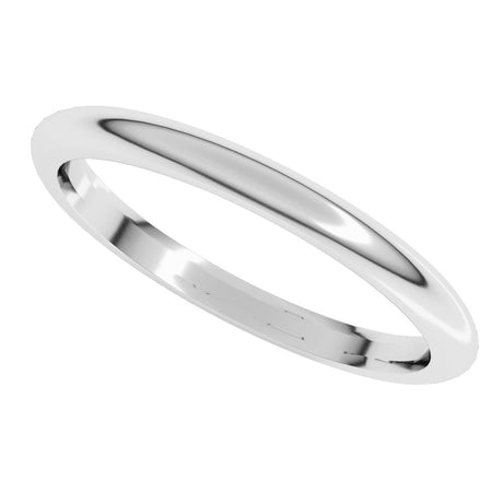18K Palladium White 2 mm Comfort-Fit Half Round Band Size 5.5