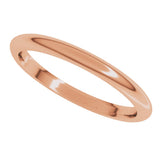 14K Rose Gold 2 mm Comfort-Fit Half Round Band Size 4.5 