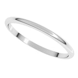 14K White Gold 1.5 mm Lightweight Half Round Band Size 4