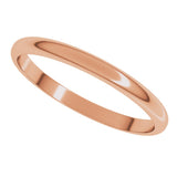 10K Rose Gold 2 mm Lightweight Half Round Band Size 3