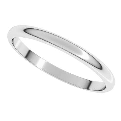 14K White Gold 2 mm Lightweight Half Round Band Size 4