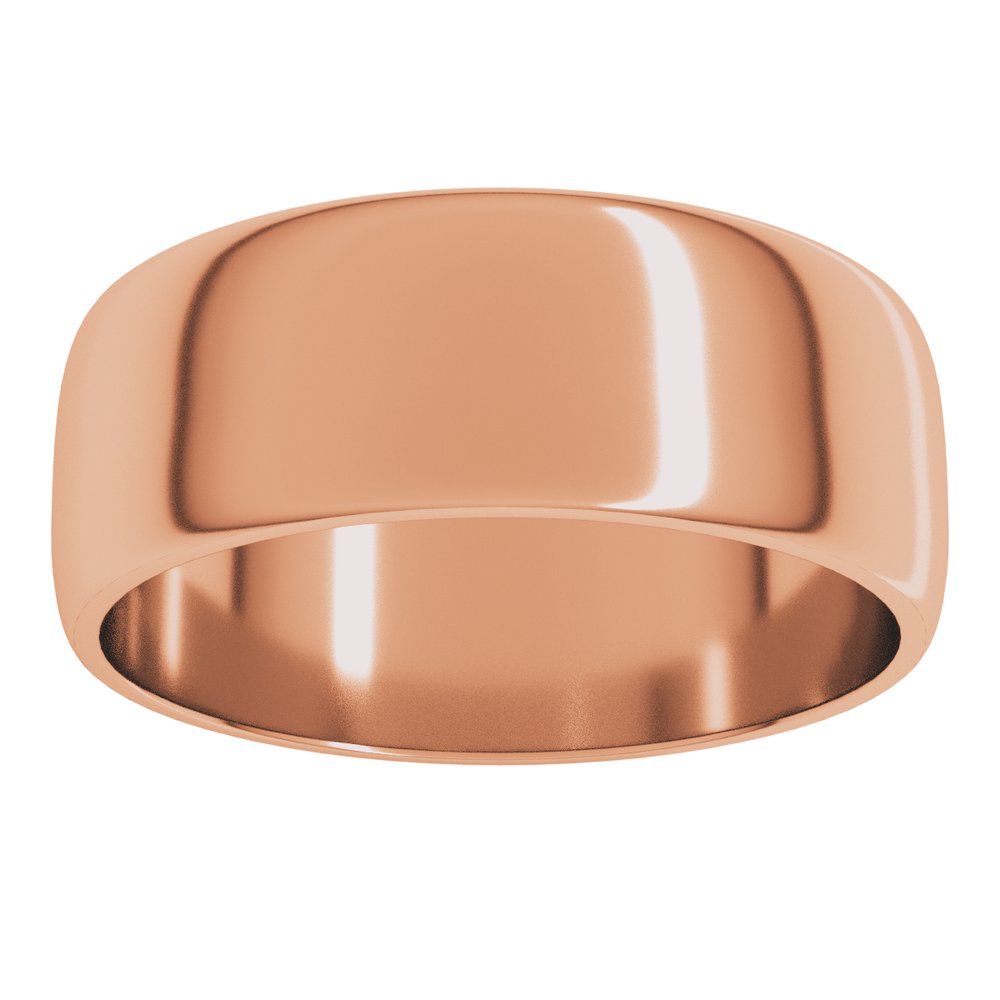 14K Rose Gold 7 mm Lightweight Half Round Band Size 11