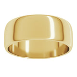14K Yellow Gold 7 mm Lightweight Half Round Band Size 7