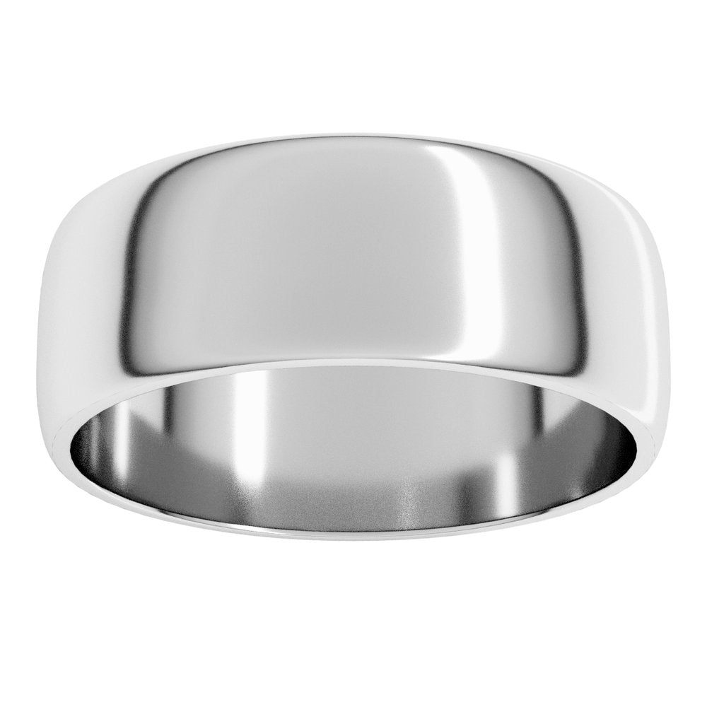 10K White Gold 7 mm Lightweight Half Round Band Size 8.5