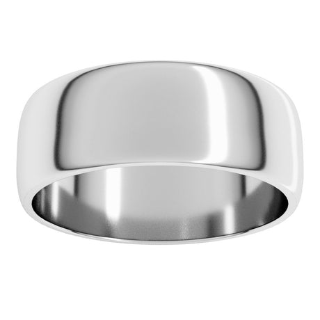 10K White Gold 7 mm Lightweight Half Round Band Size 8.5