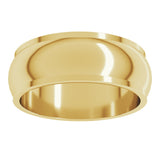 14K Yellow 7 mm Stepped-Edge Half Round Band Size 7.5