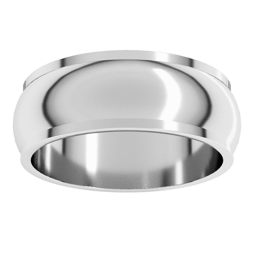 14K White Gold 7 mm Stepped-Edge Half Round Band Size 11