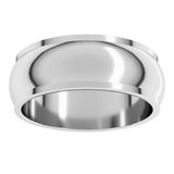 14K White Gold 7 mm Stepped-Edge Half Round Band Size 11