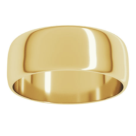 14K Yellow Gold 7 mm Ultra-Lightweight Half Round Band Size 10