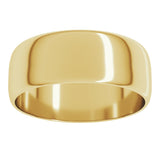 10K Yellow Gold 7 mm Ultra-Lightweight Half Round Band Size 4.5