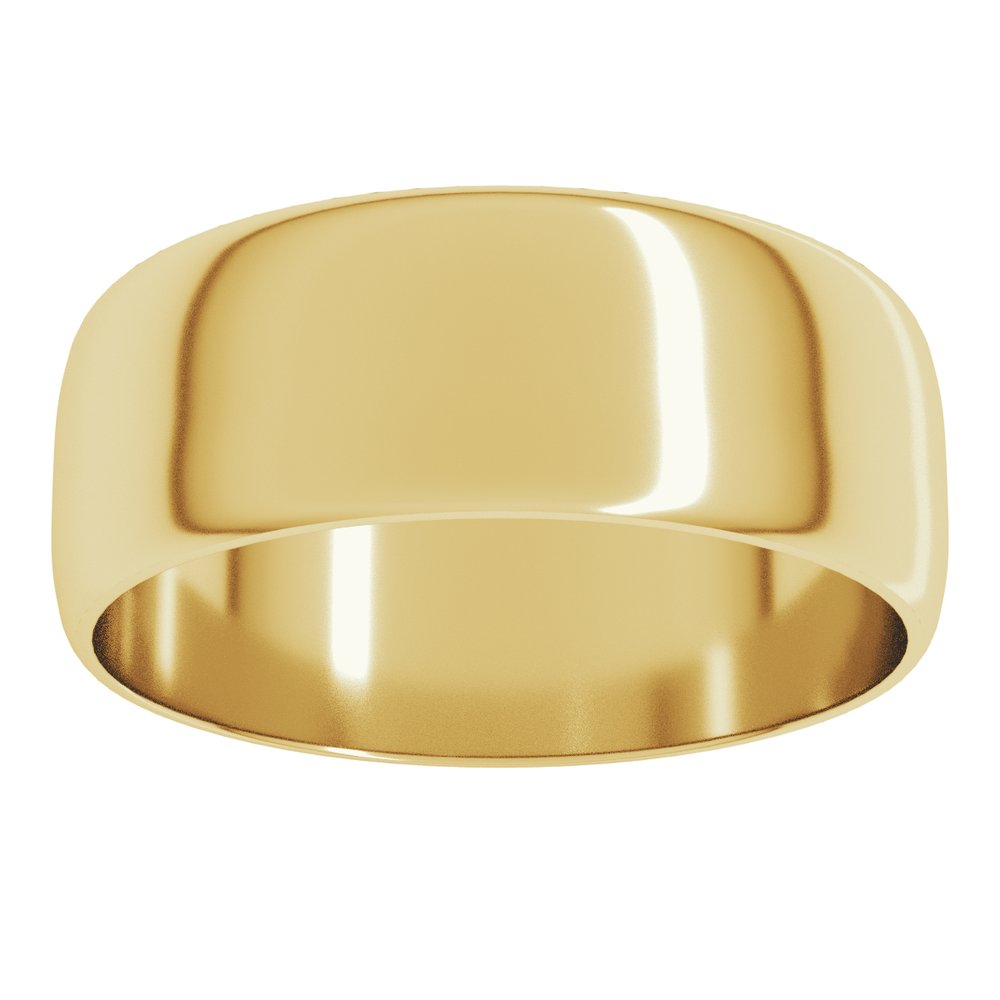 14K Yellow Gold 7 mm Ultra-Lightweight Half Round Band Size 10