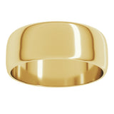14K Yellow Gold 7 mm Ultra-Lightweight Half Round Band Size 10