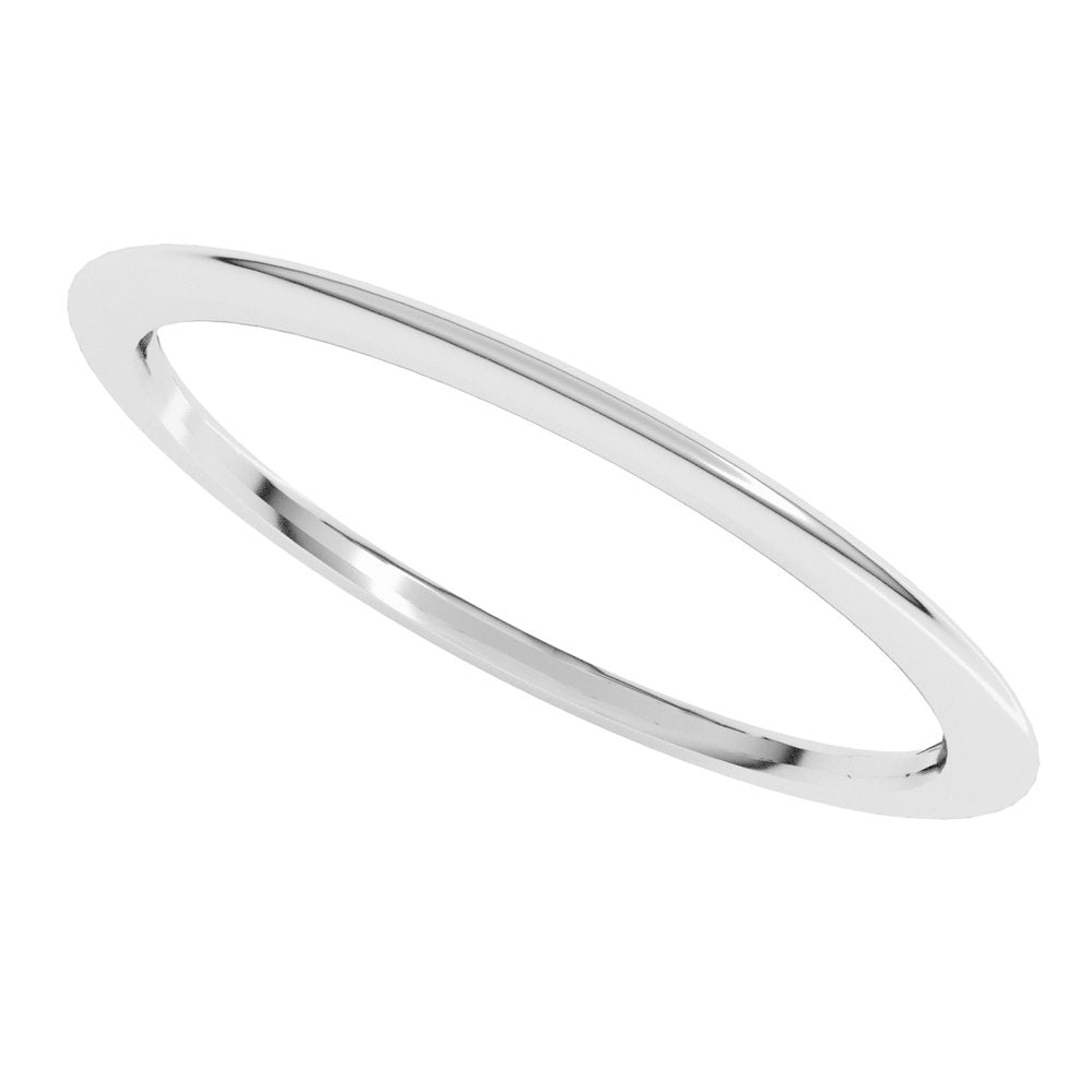 18K White 1 mm Comfort-Fit Half Round Band Size 6.5