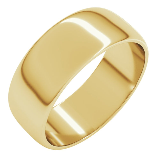 14K Yellow Gold 7 mm Lightweight Half Round Band Size 7