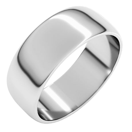 10K White Gold 7 mm Lightweight Half Round Band Size 8.5
