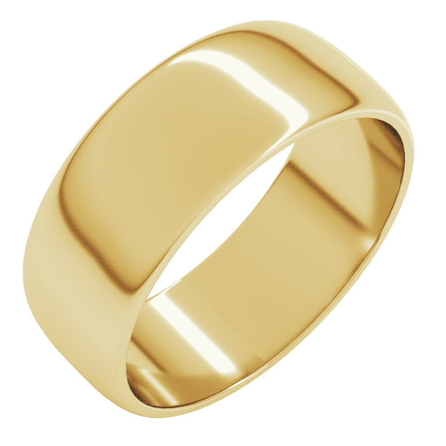 14K Yellow 7 mm Half Round Light Band Size 6
