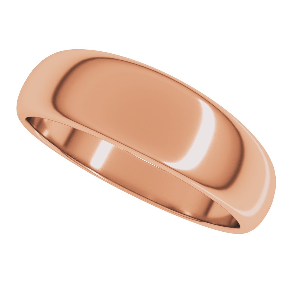 14K Rose Gold 6 mm Tapered Half Round Band Size 10