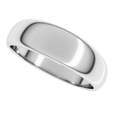 14K White Gold 6 mm Tapered Half Round Band Size 6.5