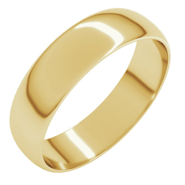 14K Yellow Gold 5 mm Ultra-Lightweight Half Round Band Size 6