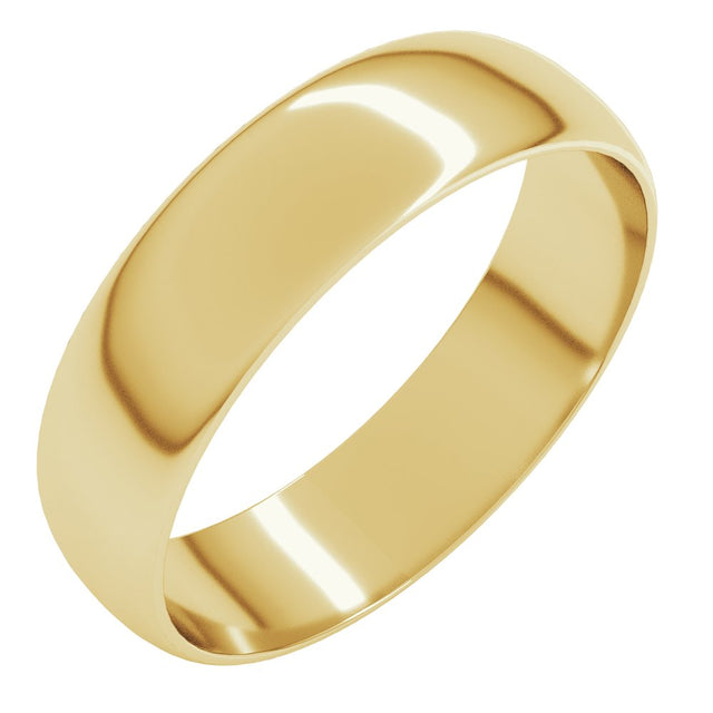 14K Yellow 5 mm Half Round Ultra-Light Band Size 7.5