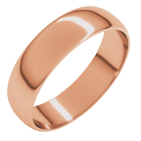 14K Rose Gold 5 mm Ultra-Lightweight Half Round Band Size 7.5