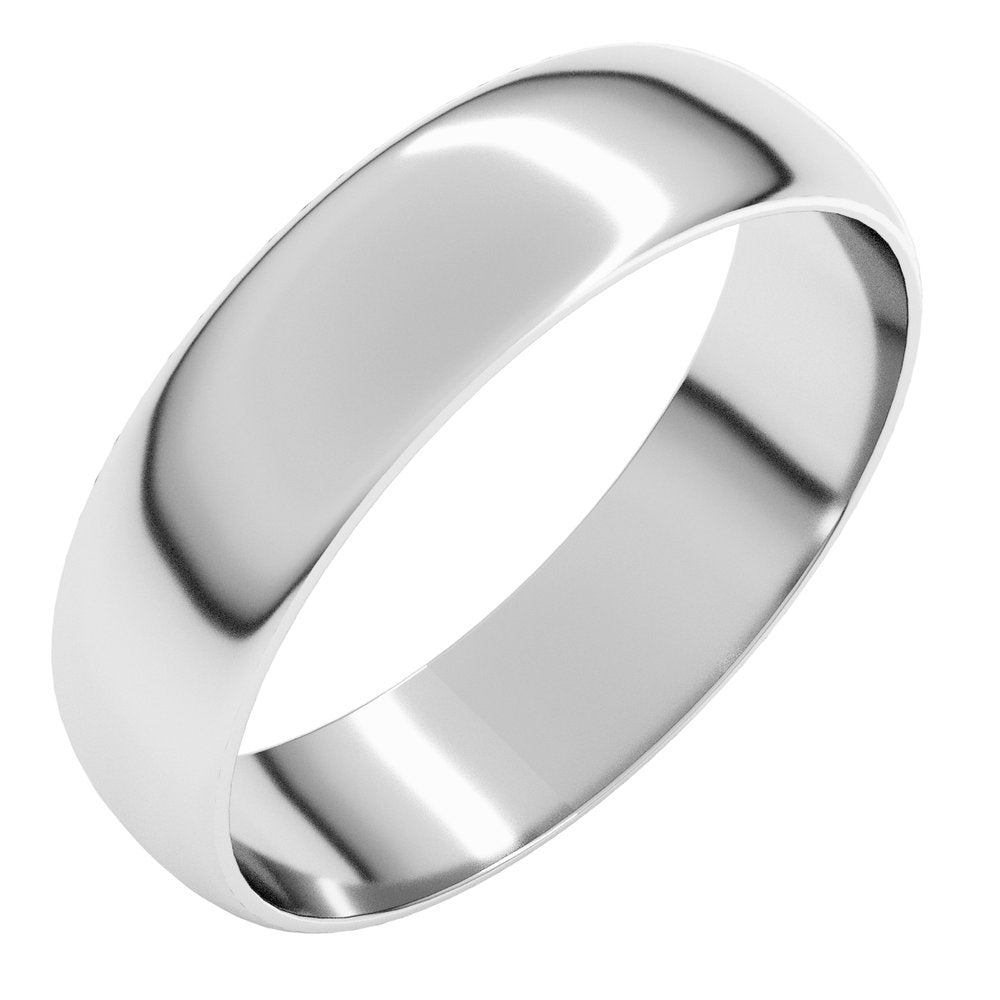 10K White Gold 5 mm Ultra-Lightweight Half Round Band Size 7.5