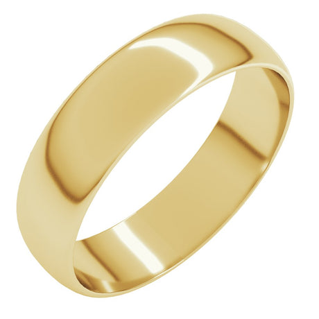 18K Yellow Gold 5 mm Ultra-Lightweight Half Round Band Size 9.5