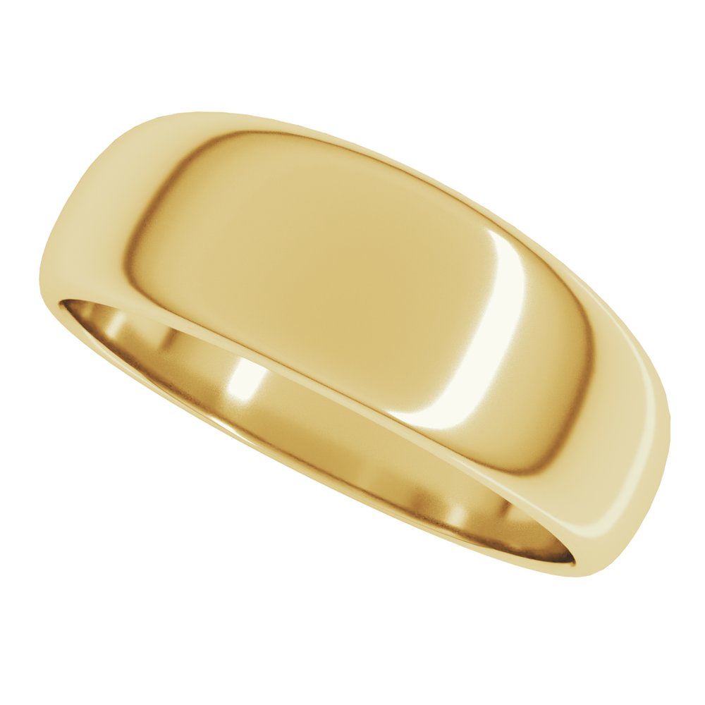 14K Yellow Gold 7 mm Tapered Half Round Band Size 8
