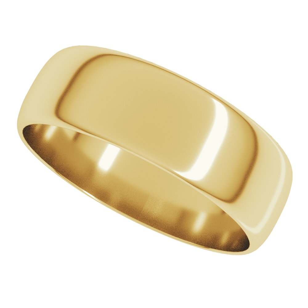 14K Yellow Gold 6 mm Ultra-Lightweight Half Round Band Size 7