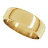 14K Yellow Gold 6 mm Ultra-Lightweight Half Round Band Size 7
