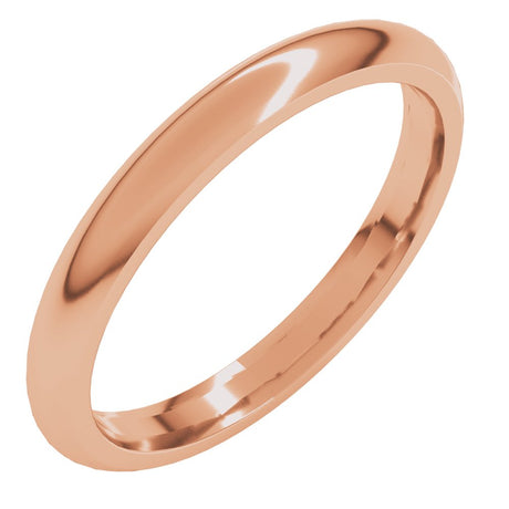 14K Rose 2.5 mm Half Round Comfort Fit Band Size 4.5