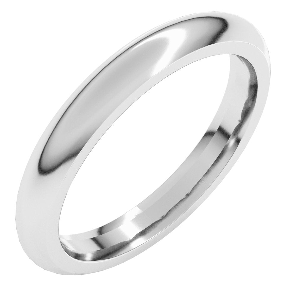 14K X1 White Gold 3 mm Comfort-Fit Half Round Band Size 8.5 