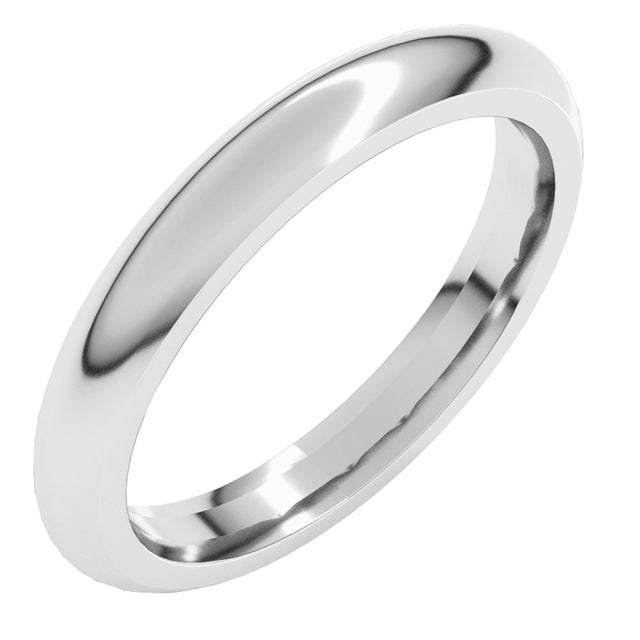 14K X1 White Gold 3 mm Comfort-Fit Half Round Band Size 8.5 
