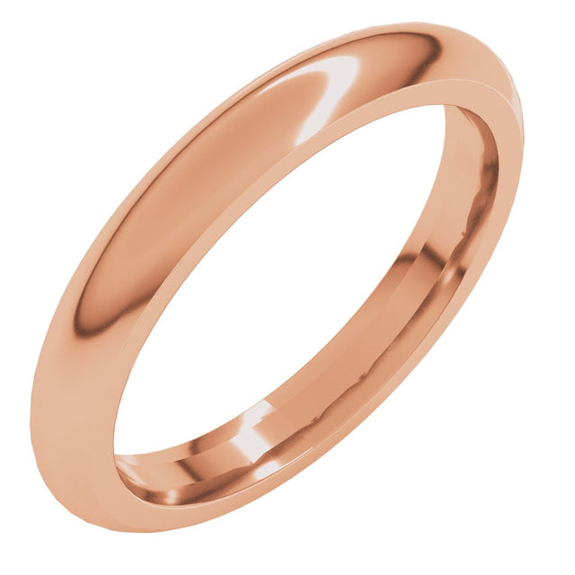 10K Rose Gold 3 mm Comfort-Fit Half Round Band Size 10.5 