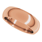 14K Rose Gold 6 mm Comfort-Fit Half Round Band Size 8.5 