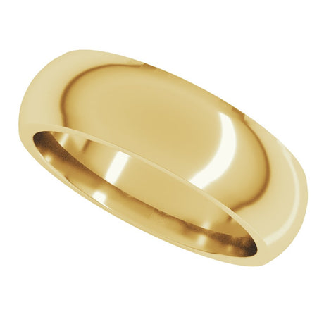 10K Yellow Gold 6 mm Comfort-Fit Half Round Band Size 4 