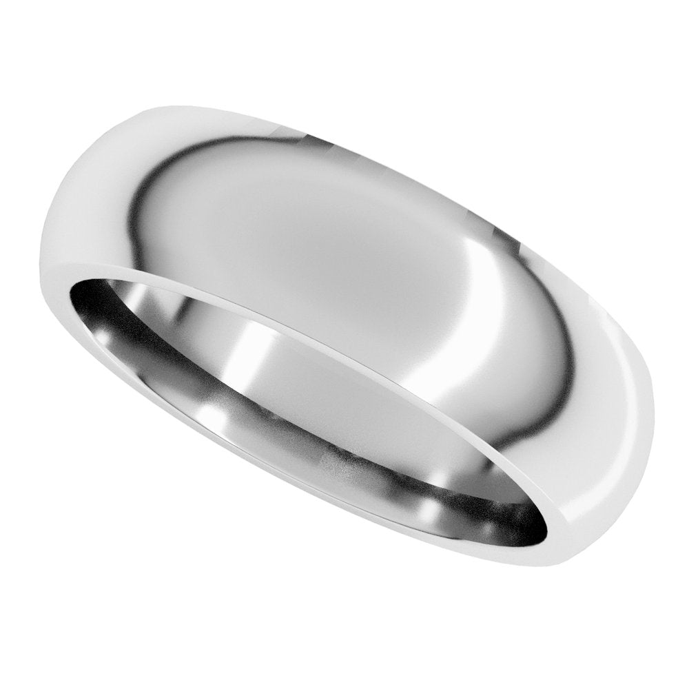 10K White 6 mm Comfort-Fit Half Round Band
