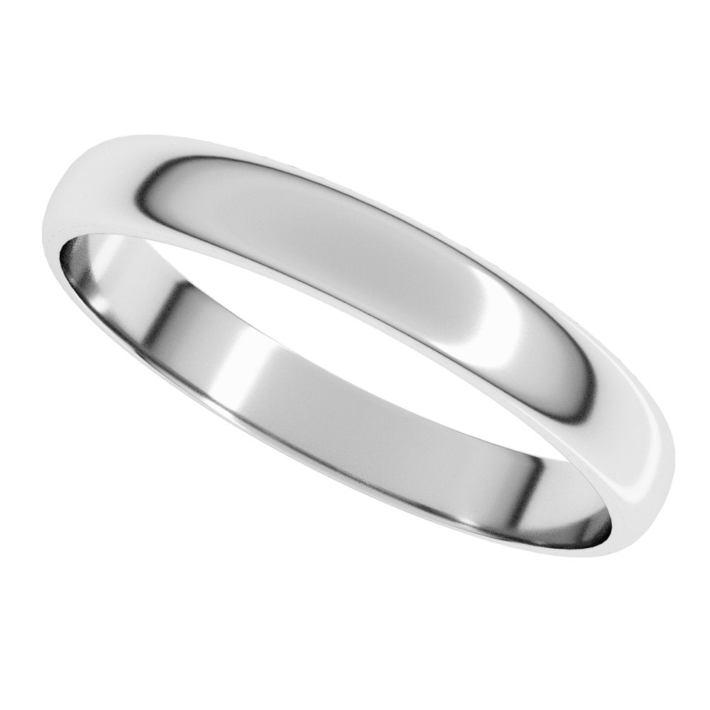 10K White 3 mm Half Round Ultra-Light Band