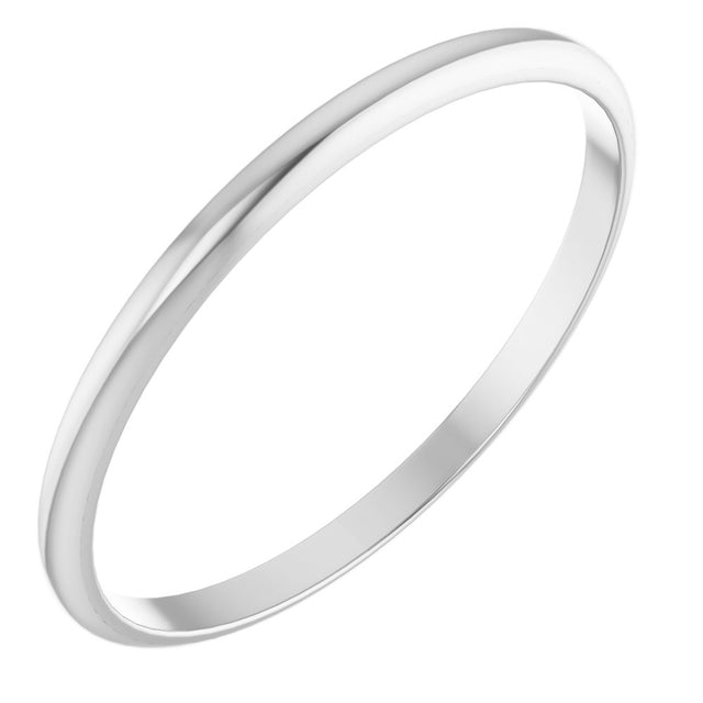 10K White Gold 1.5 mm Ultra-Lightweight Half Round Band Size 6