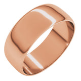 10K Rose Gold 7 mm Ultra-Lightweight Half Round Band Size 11