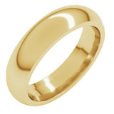 14K Yellow Gold 5 mm Comfort-Fit Half Round Band Size 4.5 