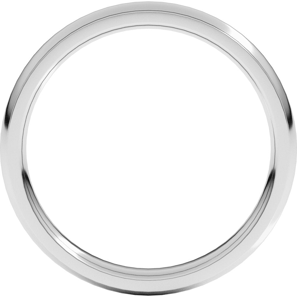 14K White 3 mm Stepped-Edge Comfort-Fit Half Round Band Size 9
