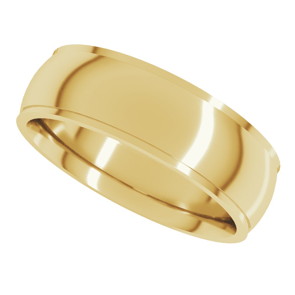 18K Yellow 6 mm Stepped-Edge Comfort-Fit Half Round Band Size 8