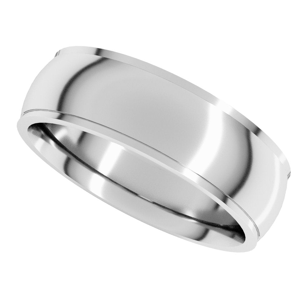 14K White 6 mm Stepped-Edge Comfort-Fit Half Round Band Size 10